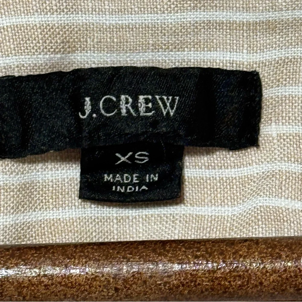 J.Crew Linen Striped Embroidered V-Neck Boho Tunic Top AM650 XS